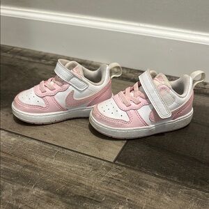 Nike Pink and White Velcro Sneakers